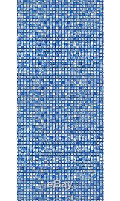 27'x48 Round Unibead Blue Cube Tile Above Ground Swimming Pool Liner-25 Gauge