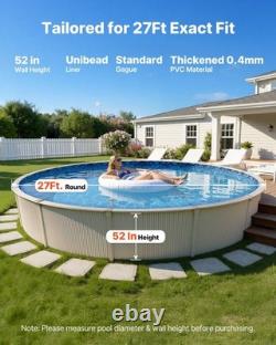 27ft Above-Ground Pool Liner, Round, UniBead, 52in Wall, Heavy-Duty 16mil Vinyl