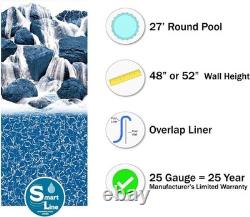 27ft Round Swimming Pool Liner, 25 Gauge Heavy Duty Vinyl Overlap Style