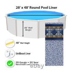 28' x 48 Round Unibead 20 Gauge Swimming Pool Liner (Choose Pattern)