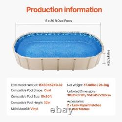 30' x 15' Above Ground Swimming Pool Blue Unibead Liner, Oval for 52 Steel Wall