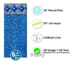 30' x 54 Round Unibead Crystal Tile Above Ground Swimming Pool Liner 25 Gauge