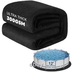 300G/M² Thicker Pool Liner Pad for Above Ground Swimming 12' Round, Black