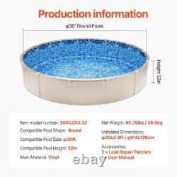 30ft Above Ground Swimming Beaded Pool Liner, Round for 52 Steel Wall
