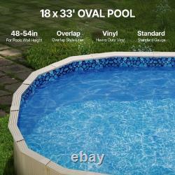 33' x 18' Above Ground Swimming Overlap Blue Pool Liner, Oval for 54 Steel Wall