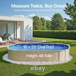33' x 18' Above Ground Swimming Overlap Blue Pool Liner, Oval for 54 Steel Wall