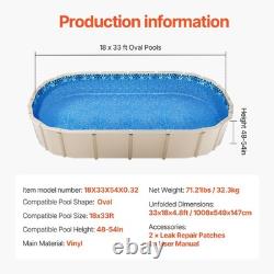 33' x 18' Above Ground Swimming Overlap Blue Pool Liner, Oval for 54 Steel Wall