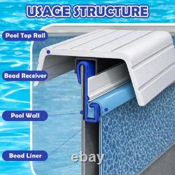 65 Pcs 27 Ft Bead Receiver round above Ground Pool Liners Blue Beaded Pool Liner