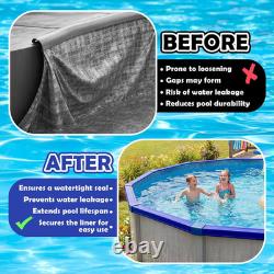 65 Pcs 27 Ft Bead Receiver round above Ground Pool Liners Blue Beaded Pool Liner