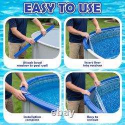 65 Pcs 27 Ft Bead Receiver round above Ground Pool Liners Blue Beaded Pool Liner