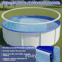 65 Pcs 27 Ft Bead Receiver round above Ground Pool Liners Blue Beaded Pool Liner