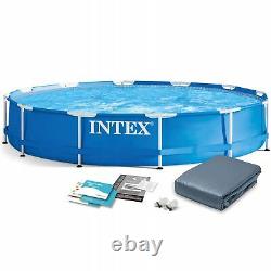 6in1 SWIMMING POOL INTEX 366cm 12ft Garden Round Frame Ground Pool + POOL COVER