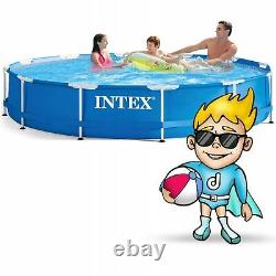 6in1 SWIMMING POOL INTEX 366cm 12ft Garden Round Frame Ground Pool + POOL COVER