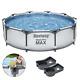 7in1 SWIMMING POOL BESTWAY 305cm 10ft Above Ground Round Garden Pool + CUPHOLDER