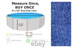 8' x 54 Round Overlap 25 Gauge Swimming Pool Liner (Choose Pattern)