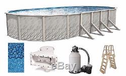 Above Ground 15'x24'x52 Oval MEADOW Swimming Pool with Liner, Ladder & Filter Kit