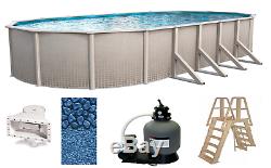 Above Ground 15'x30'x48 Oval Impression Swimming Pool with Liner, Ladder & Filter