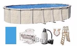 Above Ground 15'x30'x52 Oval FALLSTON Swimming Pool with Liner, Ladder & Filter