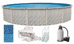 Above Ground 15'x52 Round Meadows Swimming Pool with Boulder Liner, Step, Filter