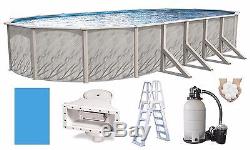 Above Ground 15x30x52 Oval Meadows Swimming Pool with Liner, Ladder & Filter Kit