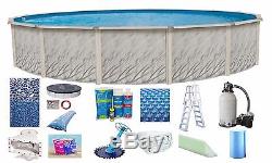 Above Ground 15x52 Round Meadow Swimming Pool with Cracked Liner, Ladder & Filter