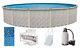 Above Ground 18'x52 Round Meadows Swimming Pool with Boulder Liner, Step, Filter