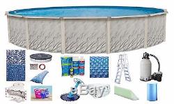 Above Ground 18x52 Round Meadow Swimming Pool with Cracked Liner, Ladder & Filter