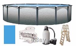 Above Ground 21'x52 Round SLATE Swimming Pool with Liner, Ladder & Filter Kit