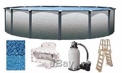 Above Ground 24'x52 Round SLATE Swimming Pool with Liner, Ladder & Filter Kit