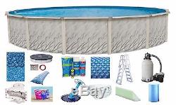 Above Ground 24x52 Round Meadow Swimming Pool with Boulder Liner, Ladder & Filte
