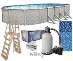 Above Ground Oval MEADOWS Swimming Pool with Boulder Liner, Ladder & Filter Kit