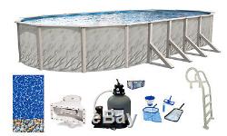 Above Ground Oval Meadows Swimming Pool with In-Pool Ladder, Liner & Sand Filter