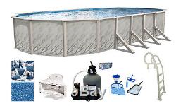 Above Ground Oval Meadows Swimming Pool with In-Pool Ladder, Sand Filter & Liner