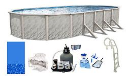 Above Ground Oval Meadows Swimming Pool with Swirl Bottom Liner, Filter & Ladder
