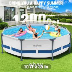Above Ground Pool, 10Ft X 30In Frame Deep Swimming Pool, Round Family Pool, Large a