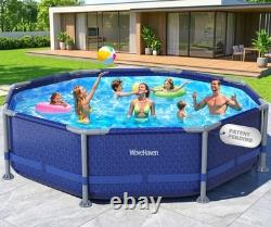 Above Ground Pool, 10ft x 30in Frame Deep Swimming Pool, Round Family Pool, Large A