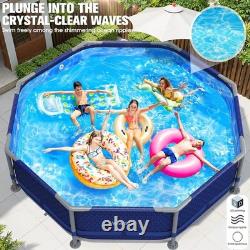 Above Ground Pool, 10ft x 30in Frame Deep Swimming Pool, Round Family Pool, Large A