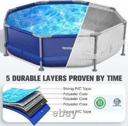 Above Ground Pool, 10ft x 30in Frame Deep Swimming Pool, Round Family Pool, Large A
