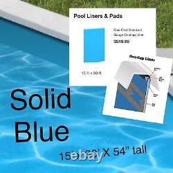 Above Ground Pool 15' x 30' Oval Overlap Swimming Pool Liner 54 Wall Solid Blue