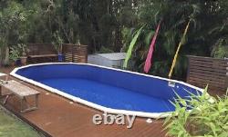 Above Ground Pool 15' x 30' Oval Overlap Swimming Pool Liner 54 Wall Solid Blue