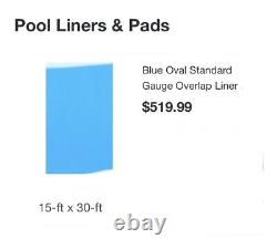 Above Ground Pool 15' x 30' Oval Overlap Swimming Pool Liner 54 Wall Solid Blue
