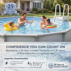 Above Ground Pool Kit 18 Ft Round Steel Rails Sand Filter Ladder Liner Skimmer