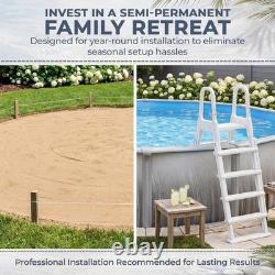 Above Ground Pool Kit 18 Ft Round Steel Rails Sand Filter Ladder Liner Skimmer