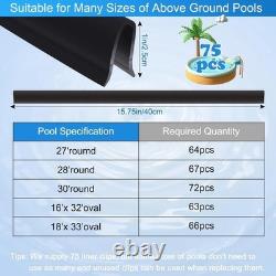 Above Ground Pool Liner Clips 75pc Durable PE Strips for Overlap Liners