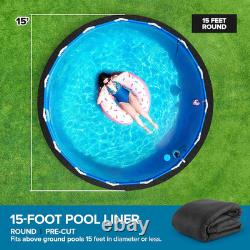 Above Ground Pool Liner Pad, 15' Foot Round, Pre-Cut Heavy Duty Outdoor Pool Pad