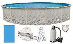 Above Ground Round MEADOWS Steel Wall Swimming Pool with Liner, Step & Sand Filter