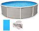Belize 18' Round 52 Deep Above Ground Pool with Solid Blue Overlap Liner