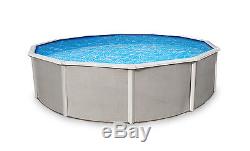 Belize 18' Round 52 Deep Above Ground Pool with Solid Blue Overlap Liner