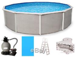 Belize 24' Round 52 Deep Above Ground Pool with Liner Filter System, & Ladder
