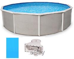 Belize 24' Round 52 Deep Above Ground Pool with Solid Blue Overlap Liner